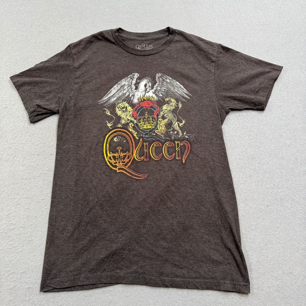 Queen T-Shirt Men's Medium Brown Official Merch Graphic Short Sleeve Streetwear